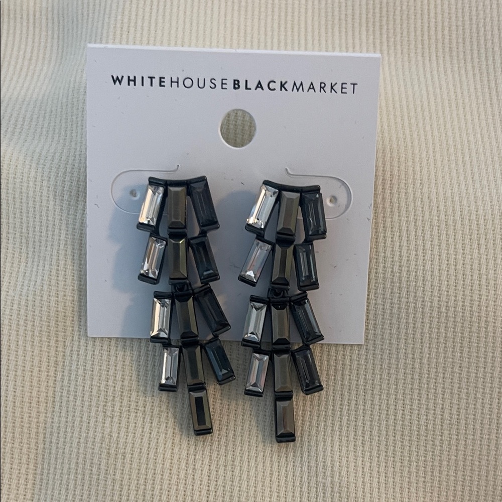 White House Black Market Black and Silver Cascading Earrings